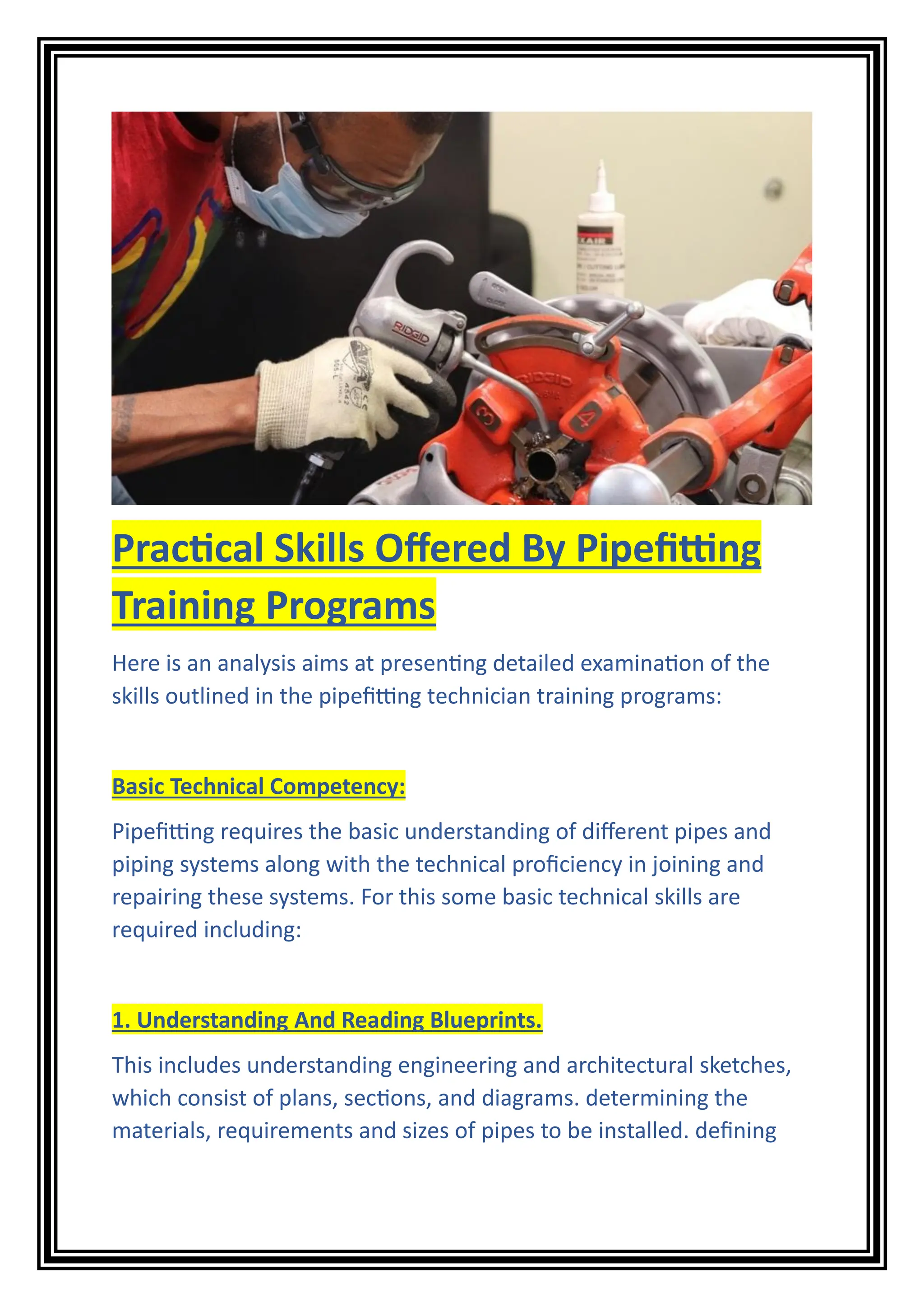 Pipe Laborer Competency Form What Are Some Technical Skills Provided By Pipefitting Training ...