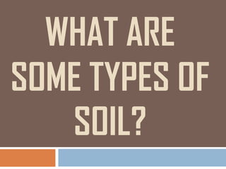 WHAT ARE
SOME TYPES OF
   SOIL?
 