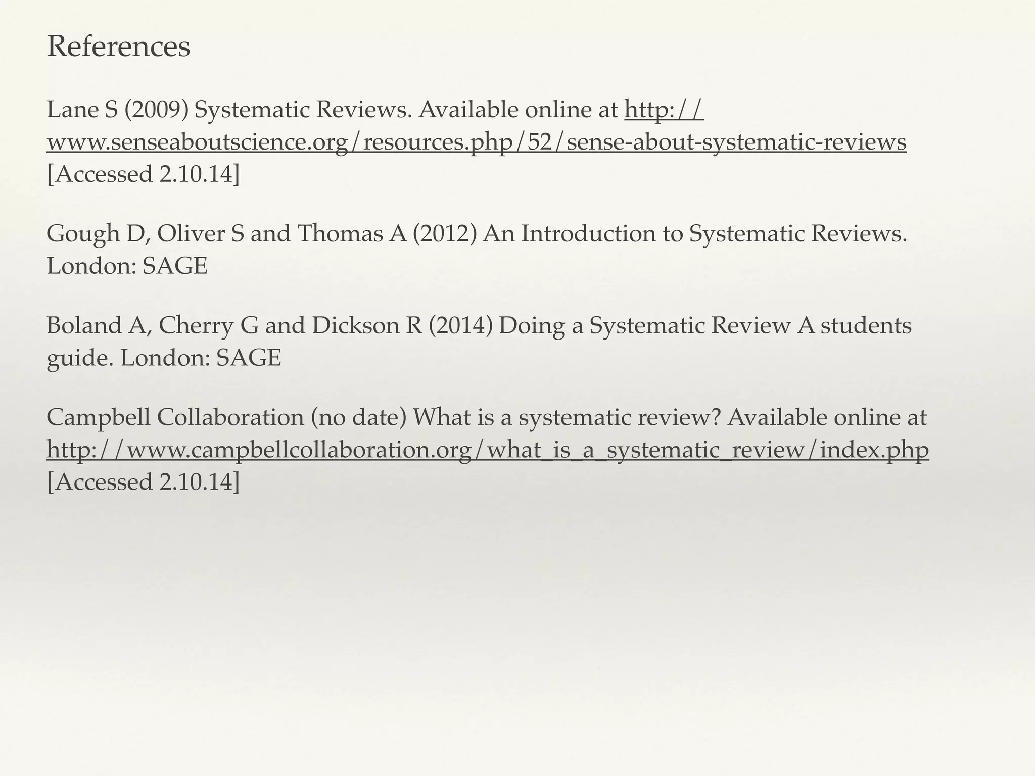 What are systematic reviews ppt