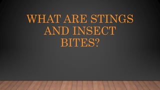 WHAT ARE STINGS
AND INSECT
BITES?
 