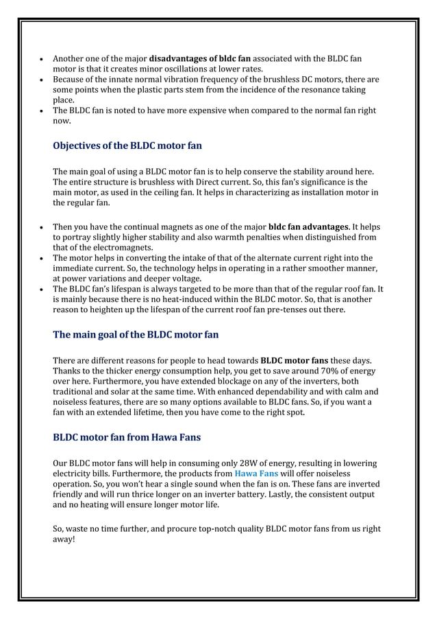 What are the Advantages and Disadvantages of BLDC Motor Fan.pdf
