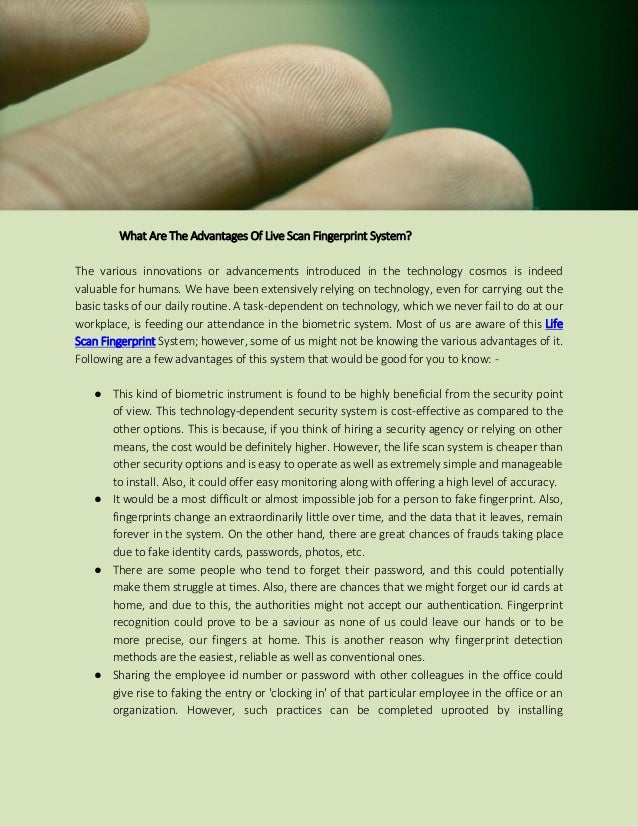 What are the advantages of live scan fingerprint system
