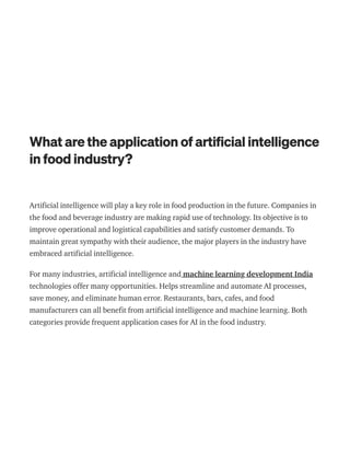 What are the application of artificial intelligence in food industry | PDF