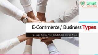 E-Commerce/ BusinessTypes
5+1 Major Business Types (B2C, B2B, C2C, C2B, G2B & G2C)
 