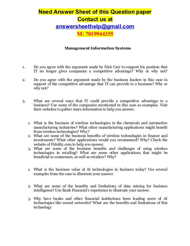 Management Information Systems What are the benefits and limitations