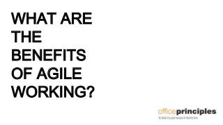 WHAT ARE
THE
BENEFITS
OF AGILE
WORKING?
 