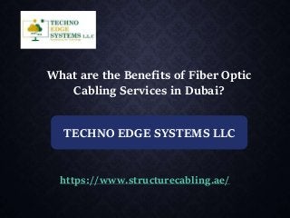 What are the Benefits of Fiber Optic
Cabling Services in Dubai?
TECHNO EDGE SYSTEMS LLC
https://www.structurecabling.ae/
 