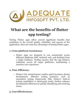 What are the benefits of flutter app testing | PDF