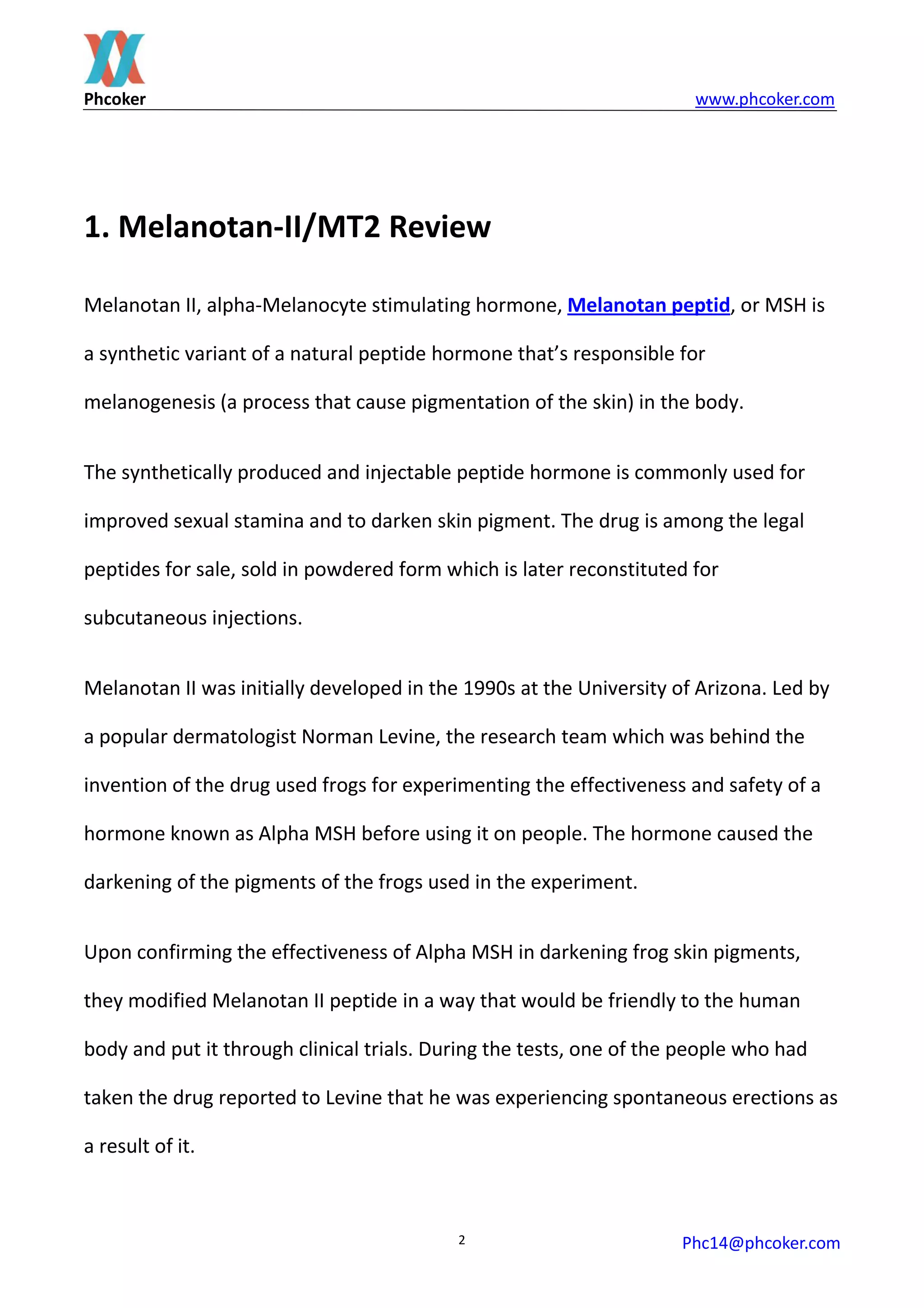 melanotan 2 intramuscular Changes in Oral Mucosa Associated with II Injections: A Case Report Melanotan II Peptide Profile