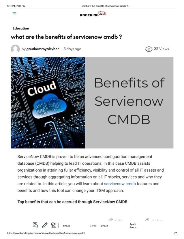 what are the benefits of servicenow cmdb.pdf | Databases | Computer ...