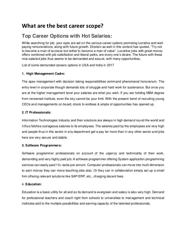 What are the best career scope
