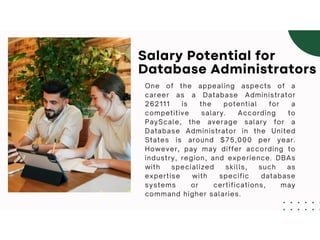 What are the career prospects for Database Administrators 262111 | PPT