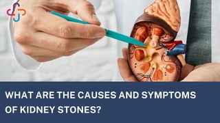 WHAT ARE THE CAUSES AND SYMPTOMS
OF KIDNEY STONES?
 
