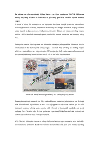 What are the challenges of lithium ion battery recycling process？.pdf