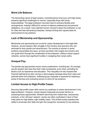 What are the common challenges faced by women lawyers working in the ...