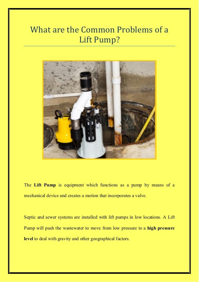 What are the Common Problems of a Lift Pump?