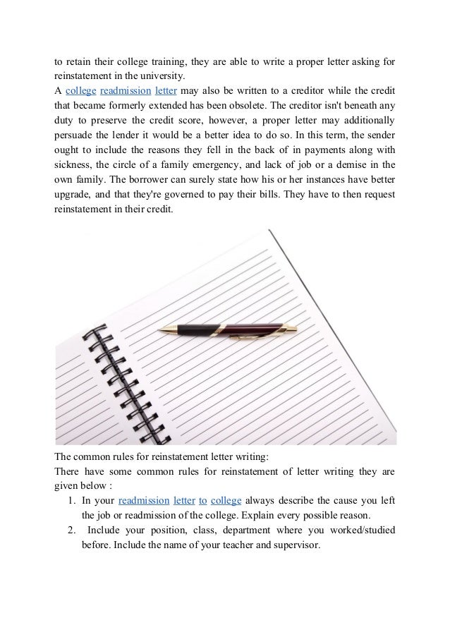 How to write a readmission letter