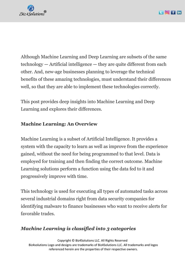 What are the differences between machine learning and deep learning ...
