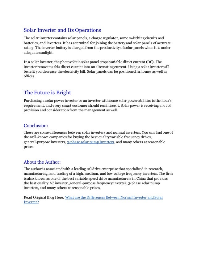 What are the Differences Between Normal Inverter and Solar Inverter?