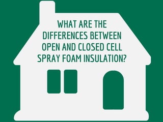 WHAT ARE THE
DIFFERENCES BETWEEN
OPEN AND CLOSED CELL
SPRAY FOAM INSULATION?
 
