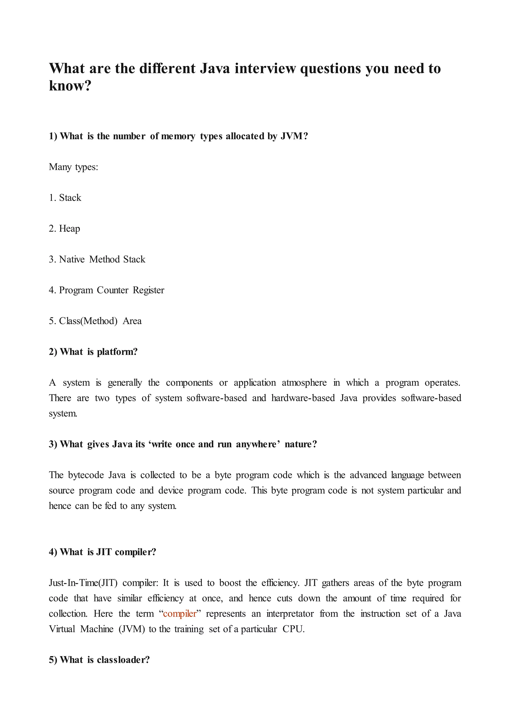 What are the different java interview questions you need to know? | PDF