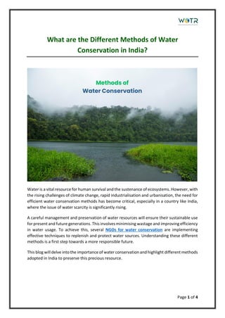 Different Methods of Water Conservation in India | PDF