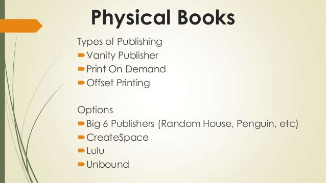 what are the different types of books you can publish types of books
