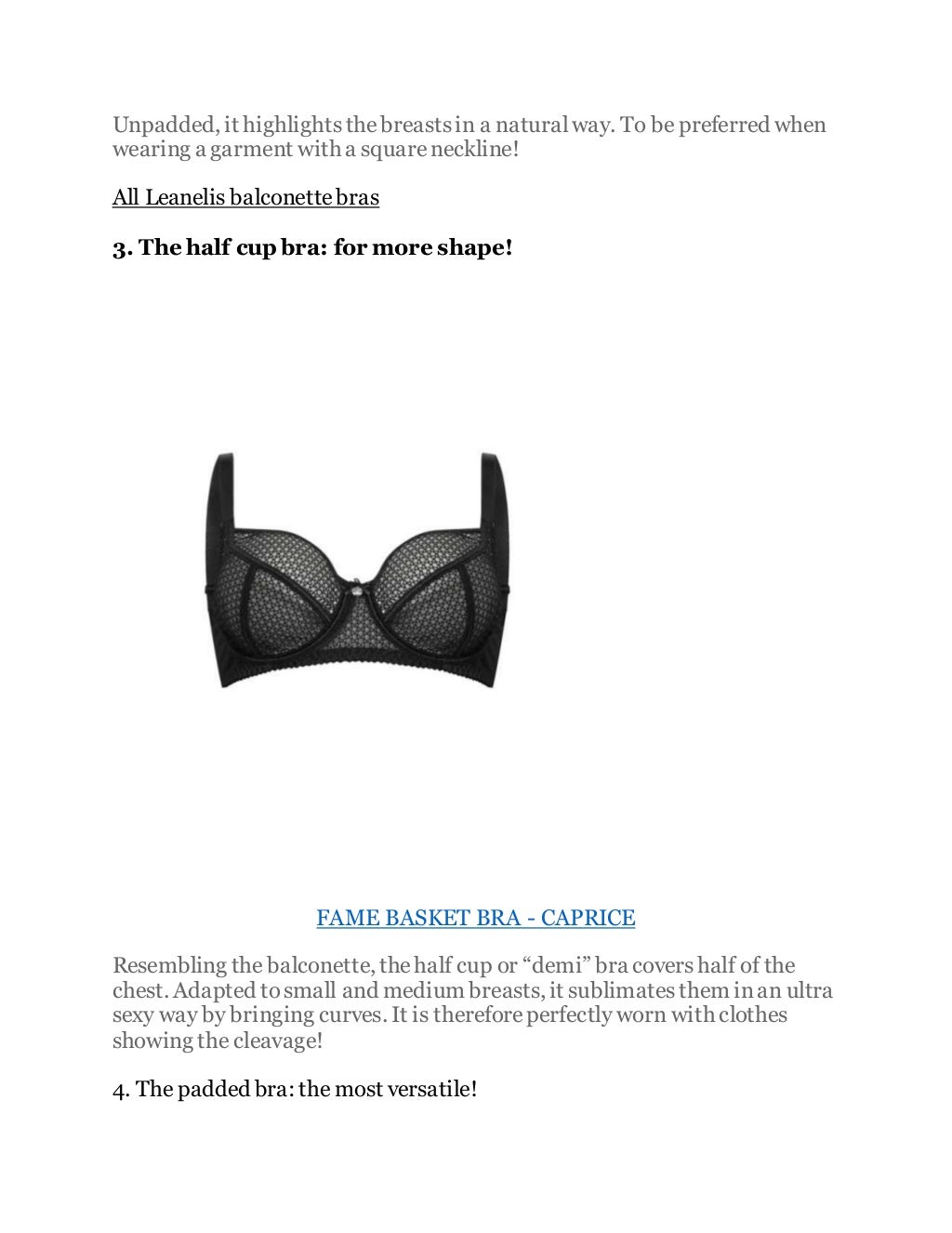 What are the different types of bras