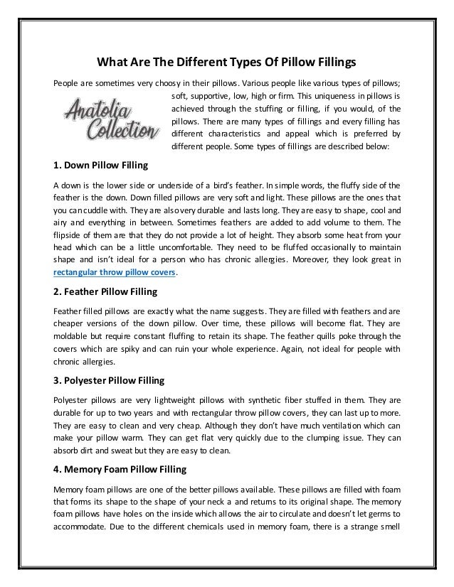 What Are The Different Types Of Pillow Fillings
