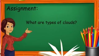 Assignment:
What are types of clouds?
 