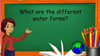 What are the different
water forms?
 