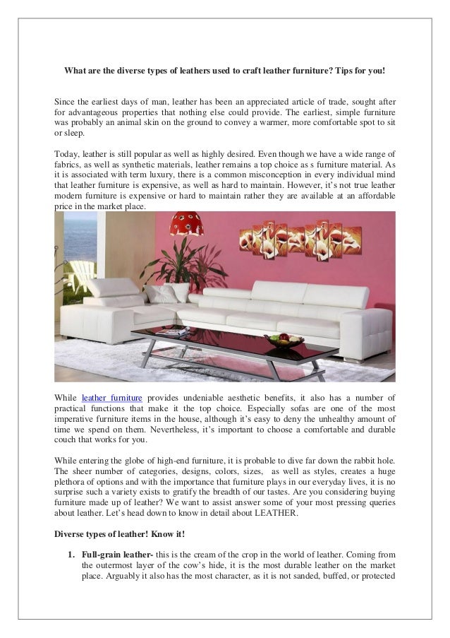 What Are The Diverse Types Of Leathers Used To Craft Leather Furniture