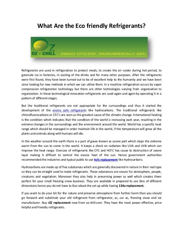 What are the eco friendly refrigerants