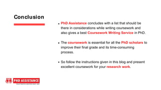 What are the Essential Things to Consider During Coursework Writing? Give a Brief Guide on its process? - Phdassistance.com
