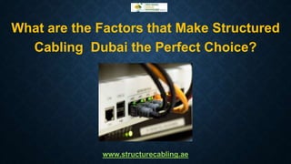 What are the Factors that Make Structured
Cabling Dubai the Perfect Choice?
www.structurecabling.ae
 