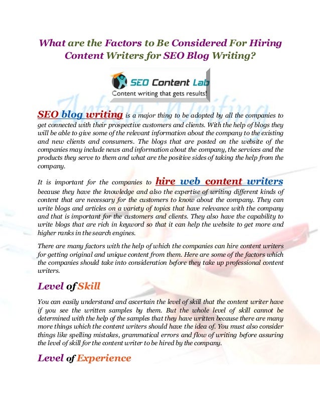 What Are The Factors To Be Considered For Hiring Content - 