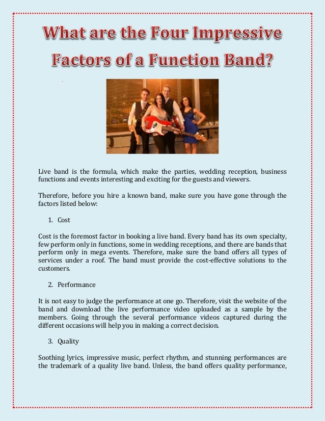 What Are The Four Impressive Factors Of A Function Band