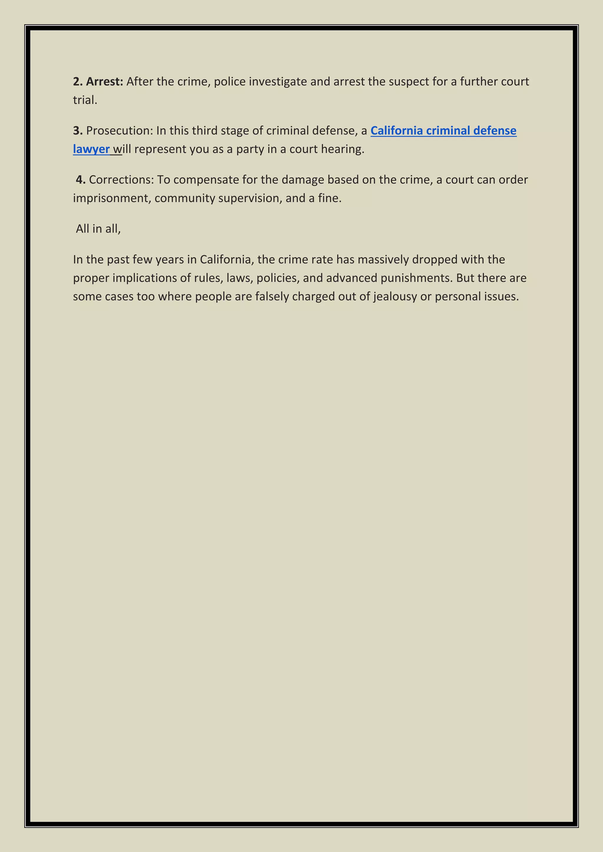 What are the Four Stages of the Criminal Justice System that California ...