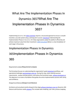 D365 Implementation Guide What Are The Implementation Phases In Dynamics 365 | PDF