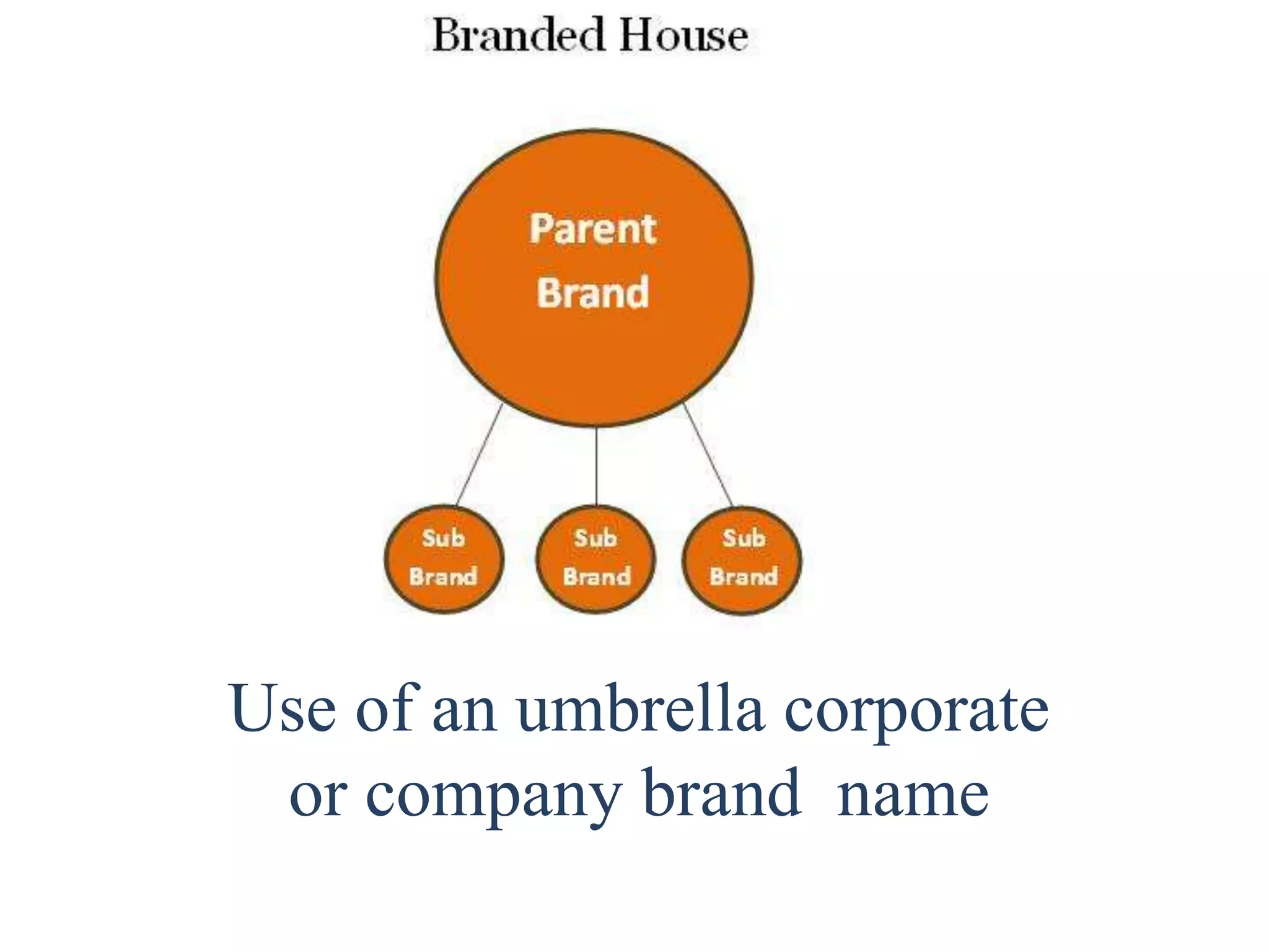Use of an umbrella corporate
or company brand name
 