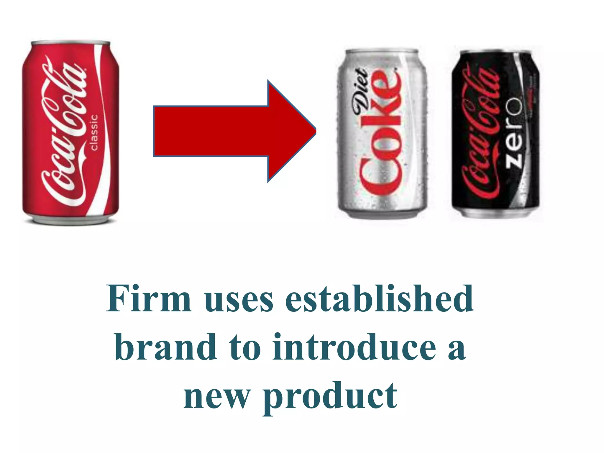 Firm uses established
brand to introduce a
new product
 