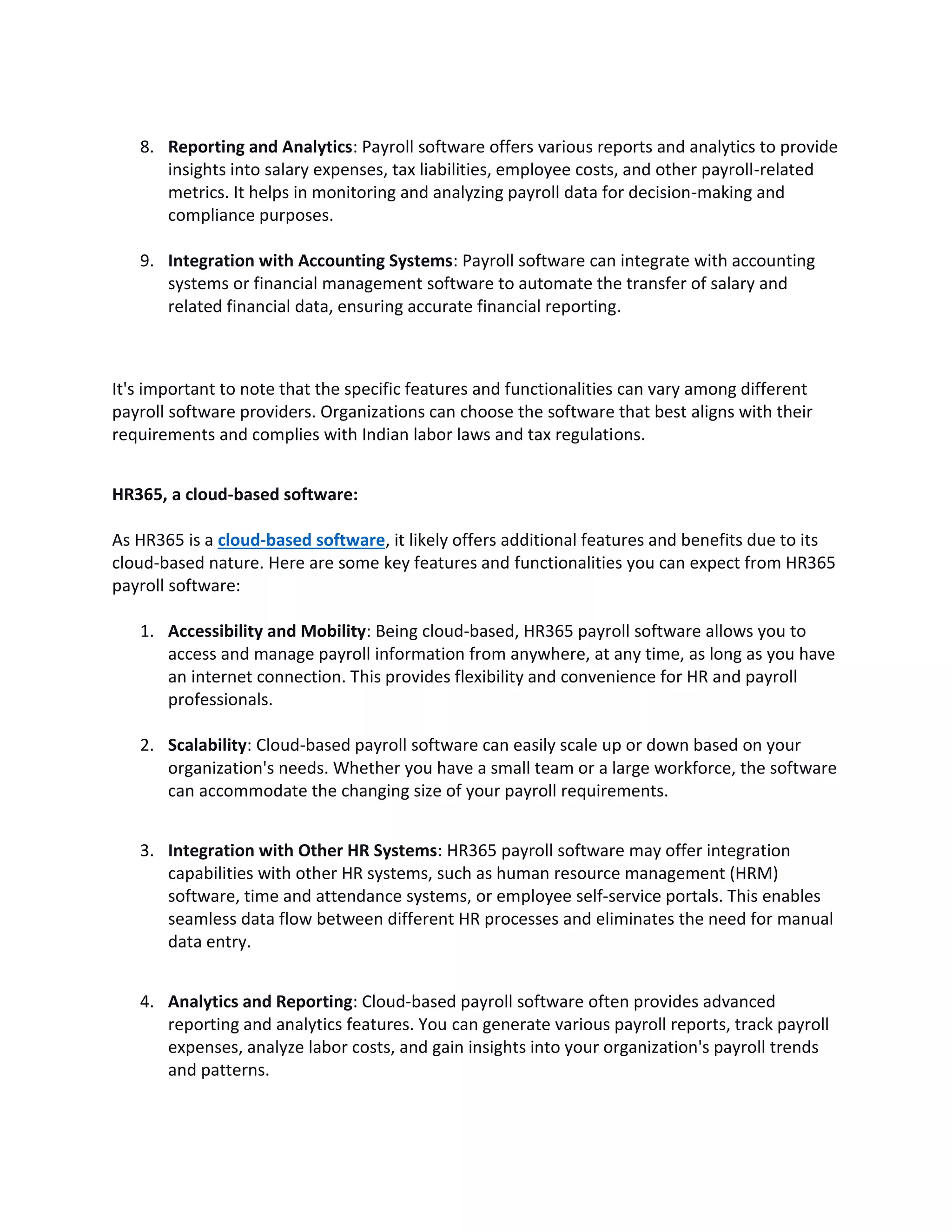 What are the key features and functionalities offered by payroll ...