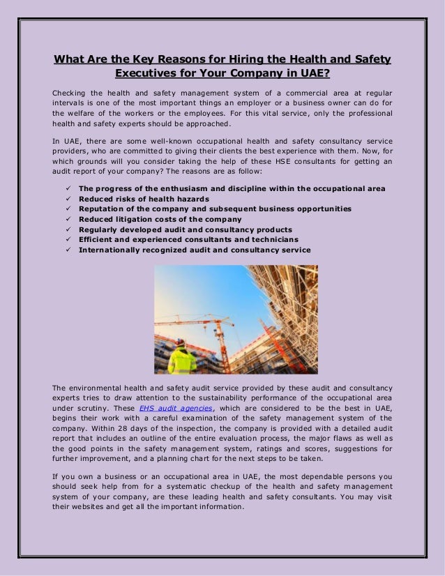 What Are the Key Reasons for Hiring the Health and Safety Executives