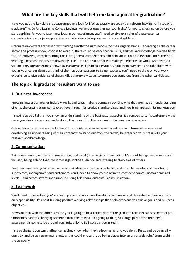 what are the key skills that will help me land a job after key skills examples for jobs