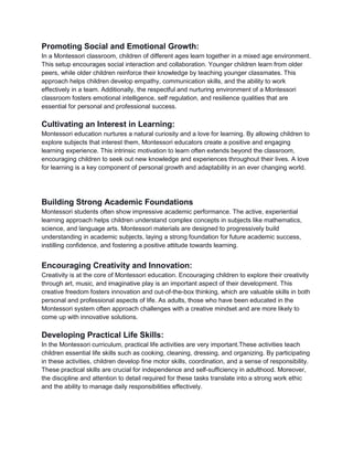 What are the lifelong benefits of a Montessori education for children_.docx