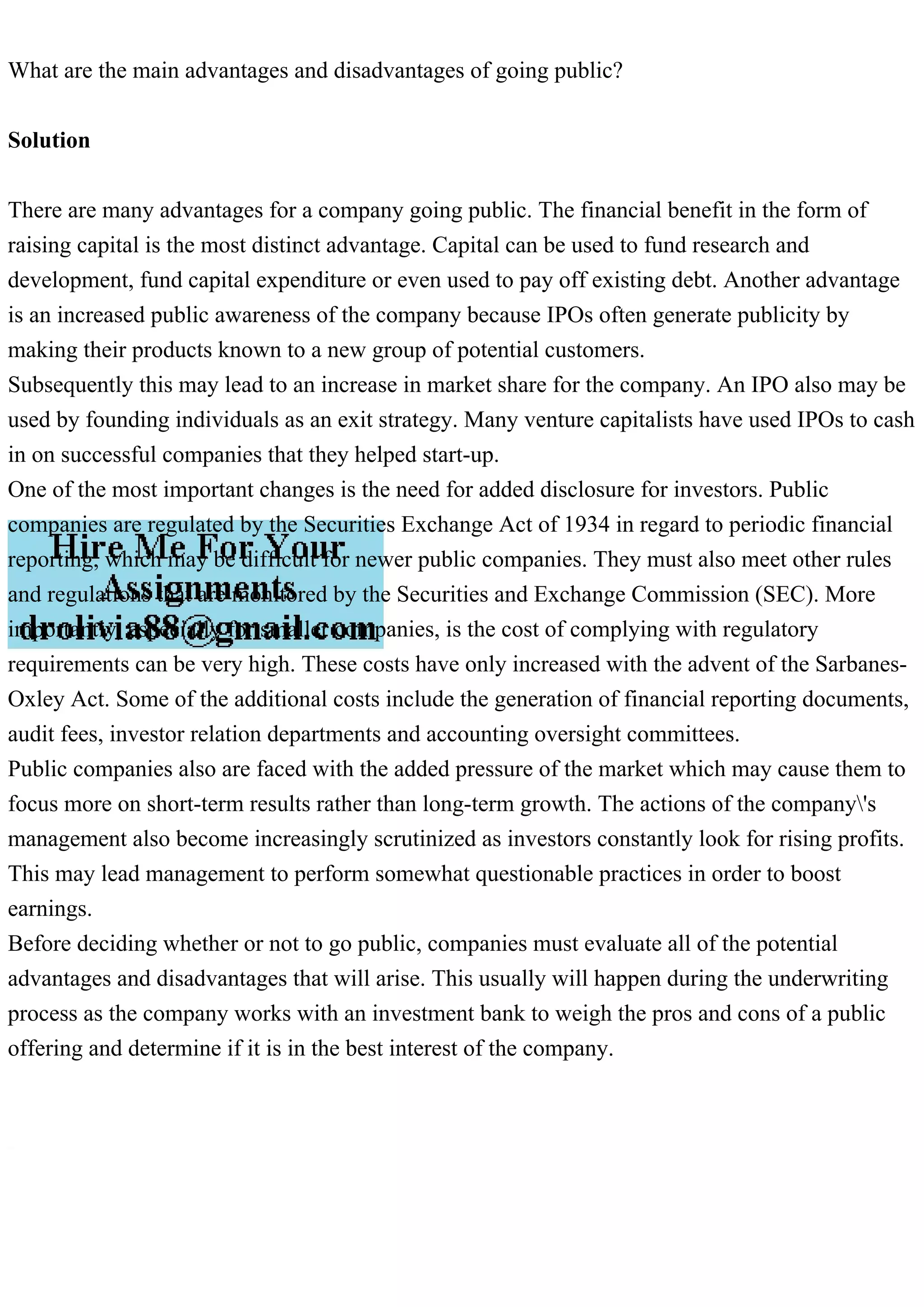 What are the main advantages and disadvantages of going publicS.pdf