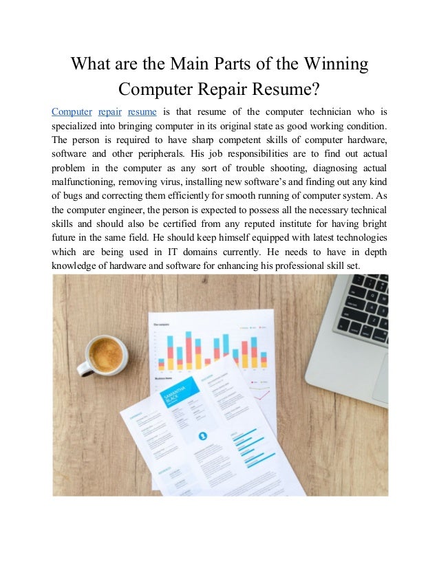 what are the main parts of the winning computer repair resume