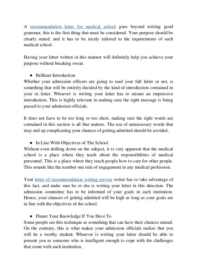 what are the main requirements on recommendation letter for medical s how long should letter of recommendation be