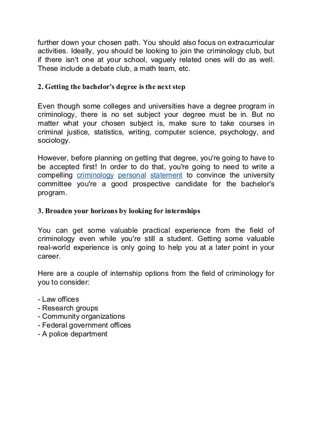 psychology and criminology personal statement