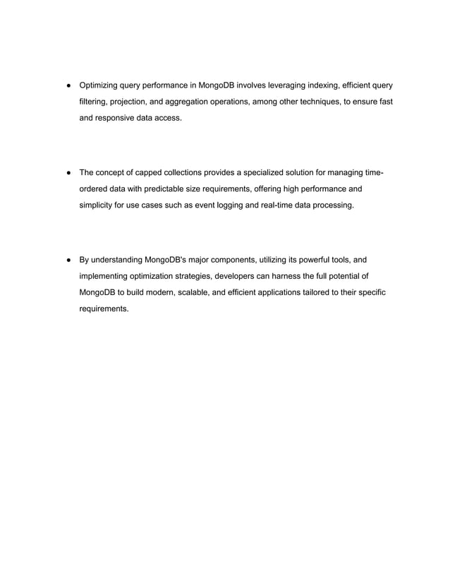 What are the major components of MongoDB and the major tools used in it ...